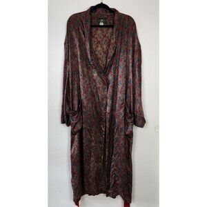 Orvis Men's 100% Silk Robe / Smoking Jacket Red Blue Paisley One Size Fits Most*